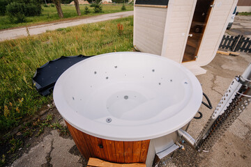 wooden pool, jacuzzi, outdoor hot tub
