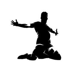 Fototapeta na wymiar Soccer player celebrating goal silhouettes on white background isolated vector illustration