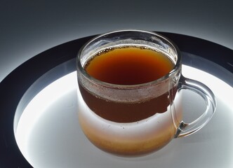 Coffee in a transparent glass with backlight 