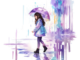 Discover captivating watercolor paintings of girls in the rain on Adobe Stock. Add a touch of artistry to your projects with stunning visuals depicting the beauty and emotion of rainy scenes. 