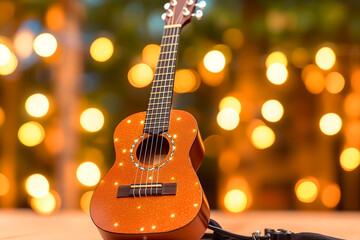 Fototapeta premium Ukulele on bokeh background