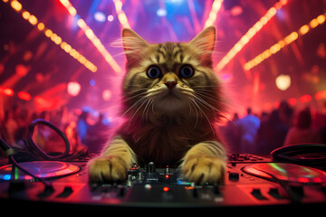 kitten nightclub dj with decks