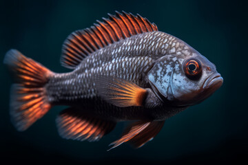 Cute Cichlid in nature, national geography, Wide life animals. AI Generated.