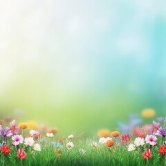 A spring background with empty space. Generative AI