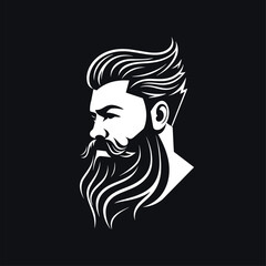 Stylish barber shop logo featuring a dashing man with a beard and mustache.