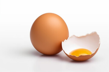 raw egg on isolated white background, generative ai