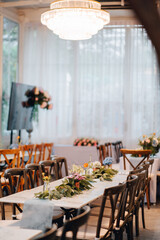 interior of a restaurant with a table