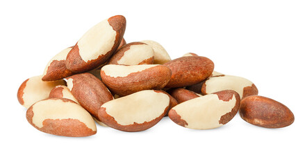 heap of brazil nuts on a white isolated background