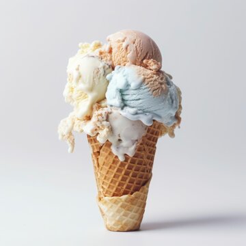 Ice cream, white background. Generative AI