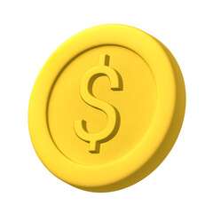 Low poly money coin with Dollar sign