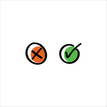 had drawn sign of yes and no with red and green color. vector