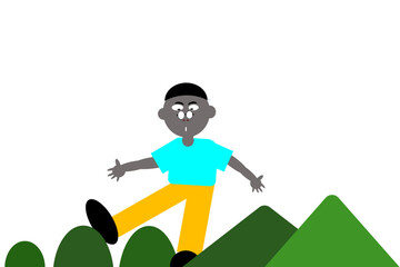 A man staggered into a rock in a tourist.