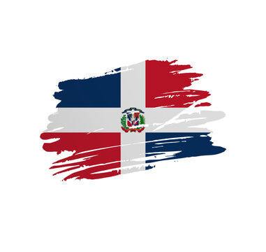 Dominican Republic flag - nation vector country flag trextured in grunge scratchy brush stroke.
