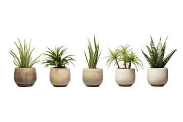 Stunning plants showcased in ceramic pots, isolated on a transparent background, Generative Ai