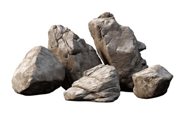 Large rock stones isolated on a transparent background, Generative Ai