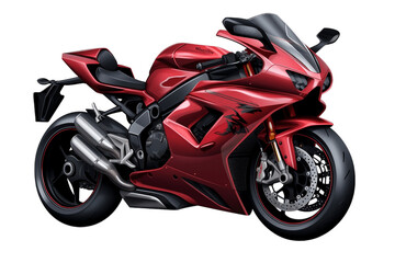 Obraz na płótnie Canvas A vibrant red racing motorcycle on a transparent background, Generative Ai