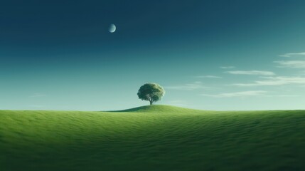 Fototapeta premium Minimalist Green Landscape Ultra Realistic 8K Nature Photography