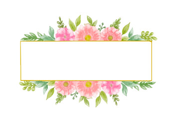 Watercolor floral wreath bouquet label badge