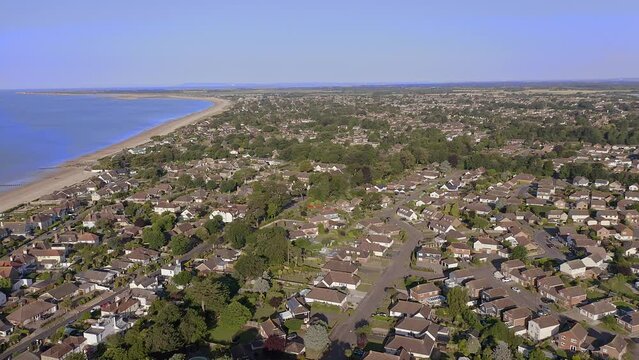 Aerial over Aldwick and Aldwick Avenue a parish village to the east of Bognor Regis in West Sussex.