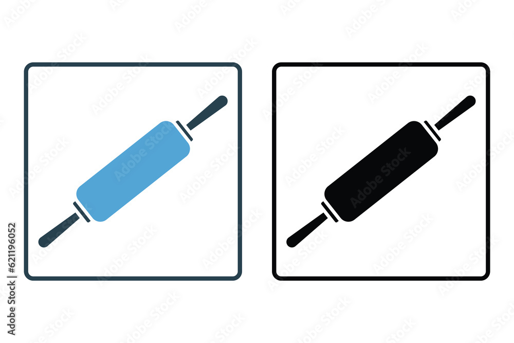 Poster rolling pin icon. icon related to element of bakery, cook, kitchen. solid icon style design. simple 