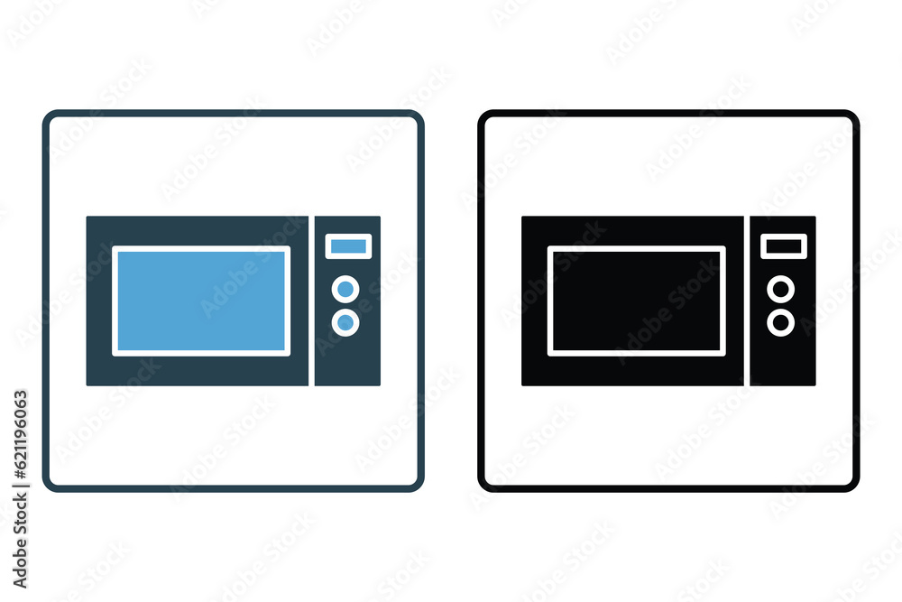 Poster microwave icon. icon related to element of bakery, electronic device. solid icon style design. simpl