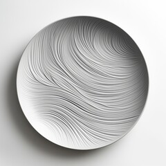 monochrome grey dinner plate on white background - top view picture created using generative Ai tools