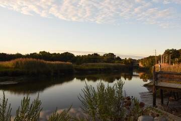 Jones River Views at Dawn with Sun Reflecting