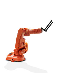 Robot arm.   industrial robot hand  modern industrial technology. PNG transparent