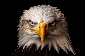 Naklejka premium n eagles fierce face with a dark background. Generative AI