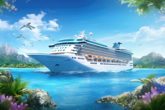 Cruise ships cross the seas, AI generated Image