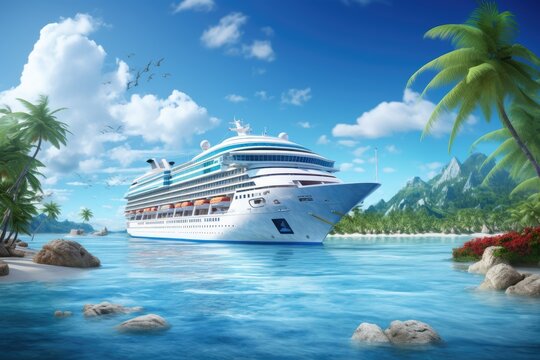 Cruise ships cross the seas, AI generated Image