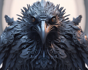 black crow 3d rendering. ai genarated.