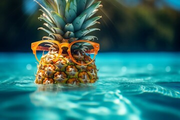 A stylish tropical pineapple with a cool summer vibe, Generative Ai