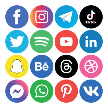 Social media icons set Logo Vector Illustrator network
