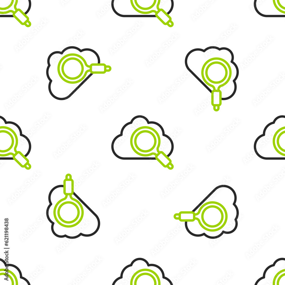 Poster line search cloud computing icon isolated seamless pattern on white background. magnifying glass and