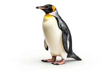 A penguin standing alone on a white background, Generative Ai