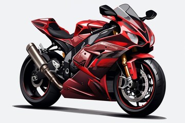 Naklejka premium A vibrant red racing motorcycle on a transparent background, Generative Ai