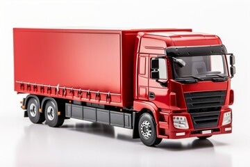 A vibrant red truck on a clean white background, Generative Ai