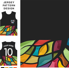 Abstract rainbow leaf concept vector jersey pattern template for printing or sublimation sports uniforms football volleyball basketball e-sports cycling and fishing Free Vector.