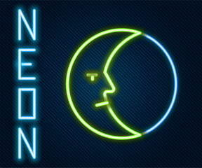 Glowing neon line Moon icon isolated on black background. Colorful outline concept. Vector