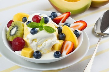 fruit stand in black and white. Generative AI