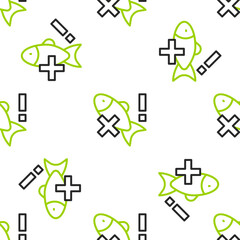 Line No fish icon isolated seamless pattern on white background. Vector