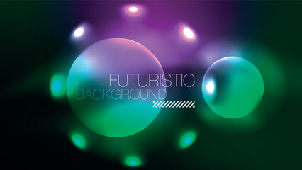 Neon glowing circles, magic energy space light concept, abstract background wallpaper design