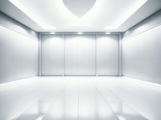 empty white big open industrial hall 3d render illustration