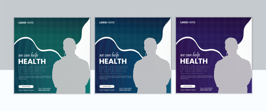  healthcare medical social media post design for hospital clinic and doctor banner template