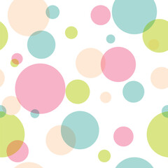Semi transparent circles background. Vector seamless pattern.