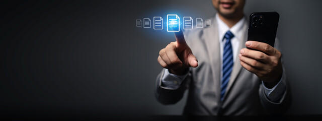 Digital document file management, document file storage on the cloud is shared in the organization...