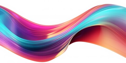 abstract background. Colorful twisted shapes in motion. art for poster, flyer, banner background or design element. Holographic foil ribbon on white background, AI generative