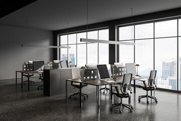 Gray open space office corner