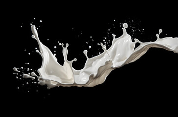 Milk splash texture isolated on black
